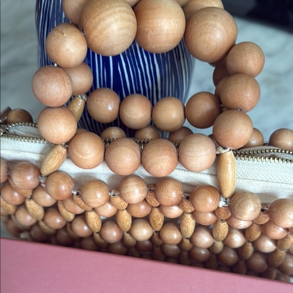 Cult Gaia Natural Wooden Bead Bag The Cora 9.5 By 5.5 - Picture 3 of 11